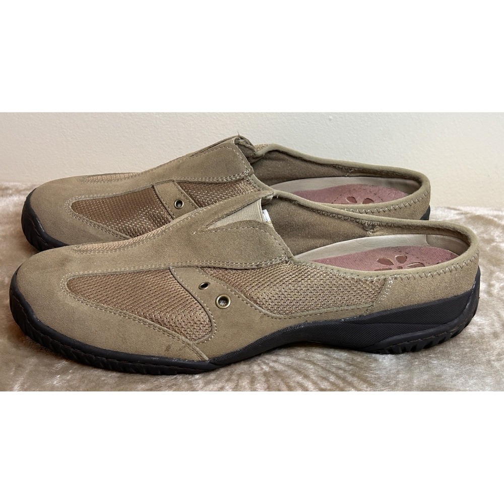 Dr. Scholls Womens Casey Beige Suede Slip On Clogs Shoes Sz US 10